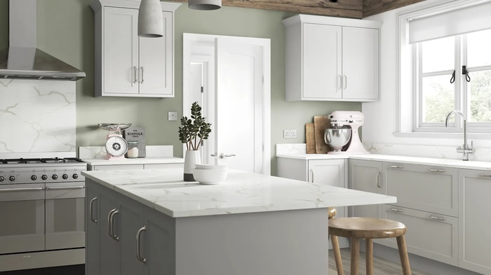 Chester Grey Kitchen with an island