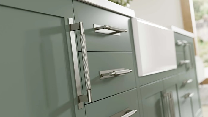 Handles on kitchen units in a Chester Reed Kitchen