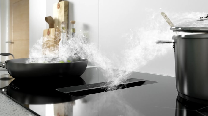 Extractor hob in an Esker Azure Kitchen
