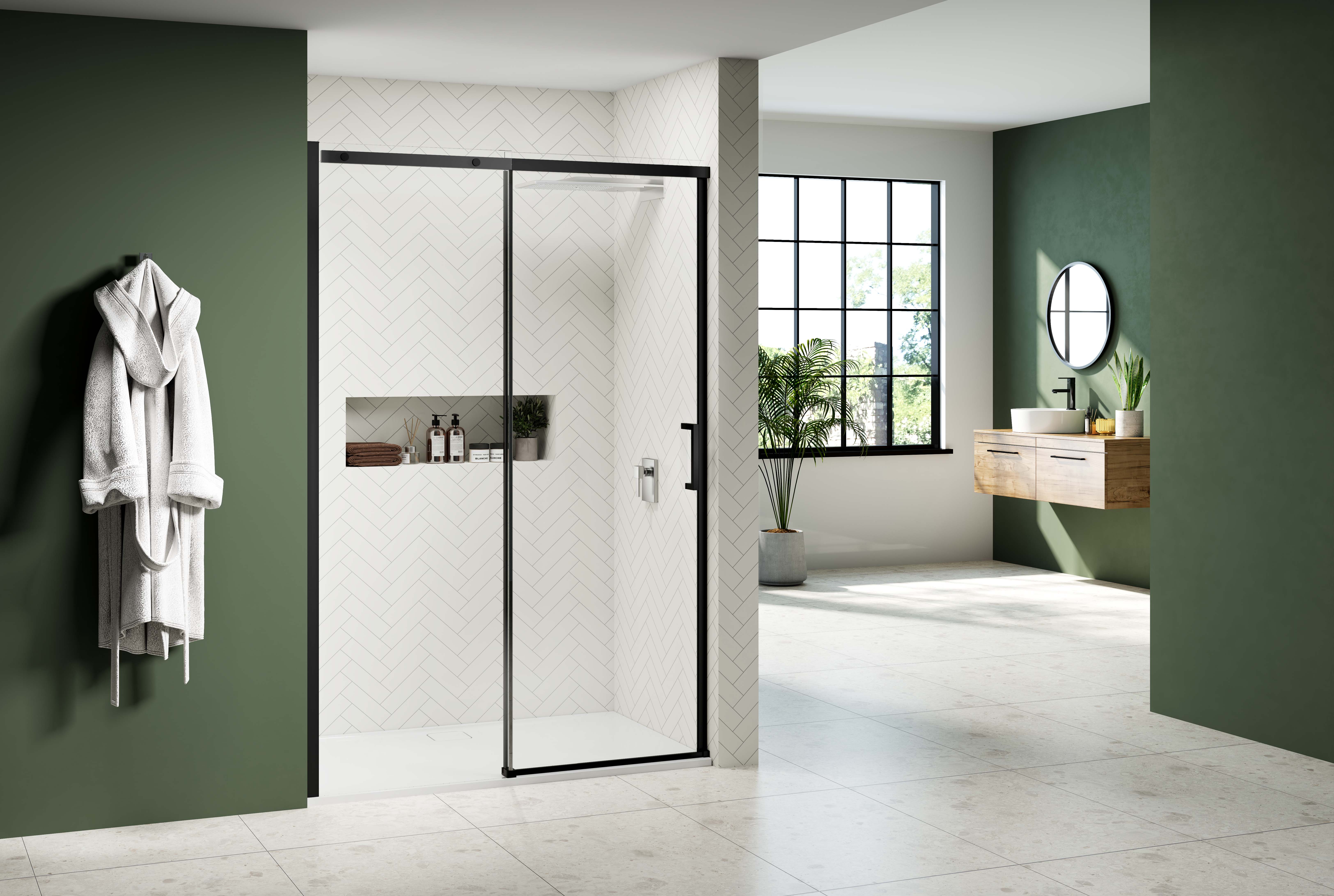 Nexa By Merlyn 8mm Black Frameless Sliding Door