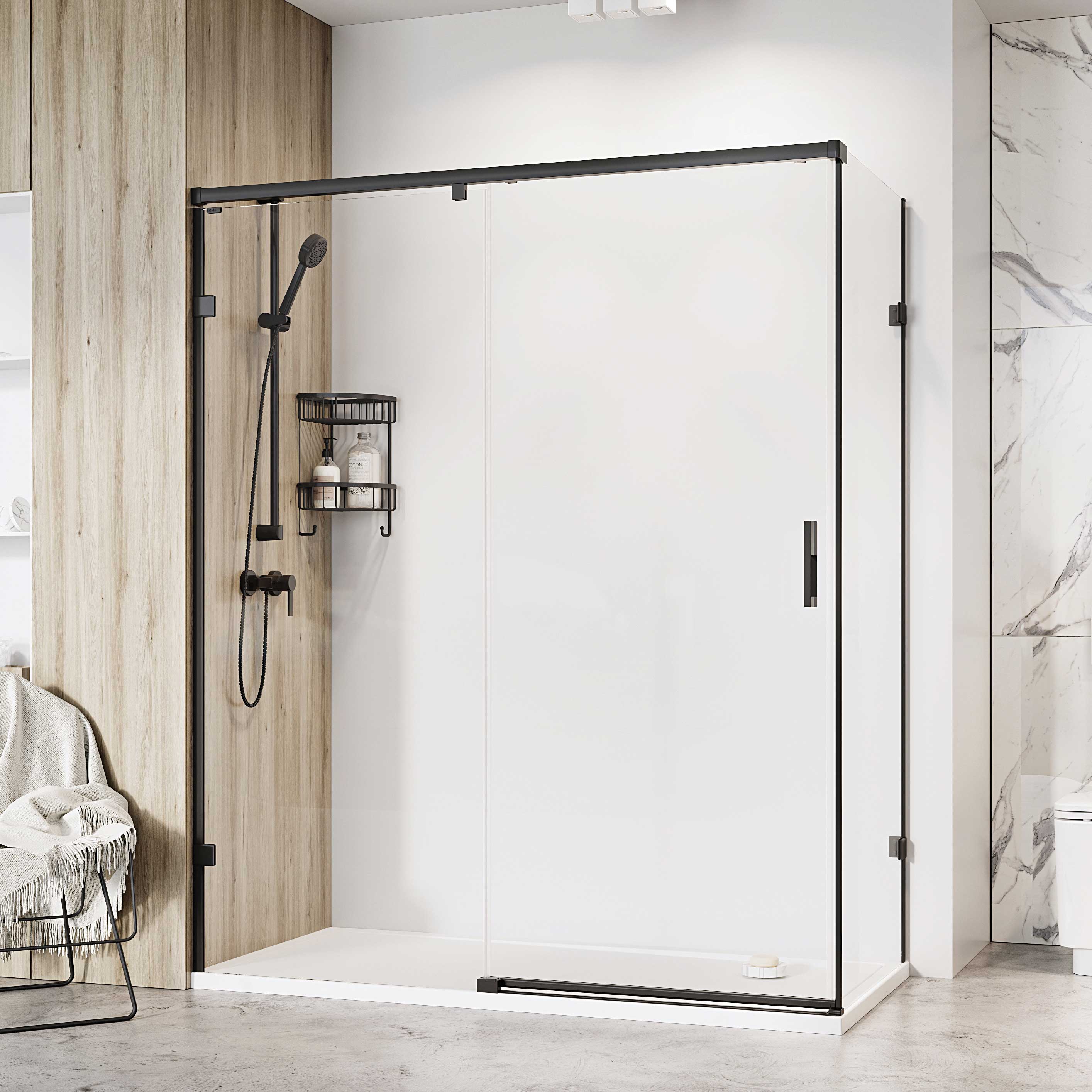 Roman Liberty 8mm LH Black Single Sliding Shower