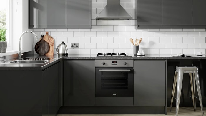 Madison Dark Grey Kitchen with an integrated oven