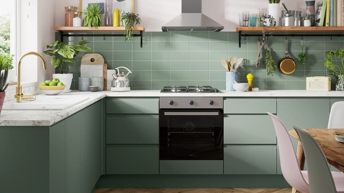 Madison Reed Green Kitchen