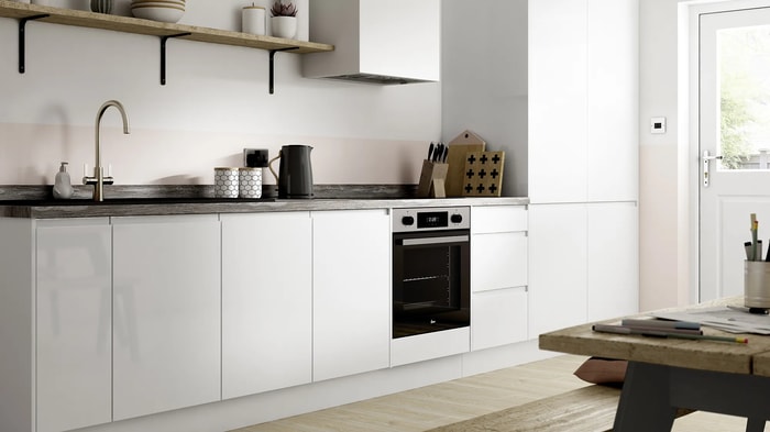 Madison White Gloss Kitchen with an integrated oven