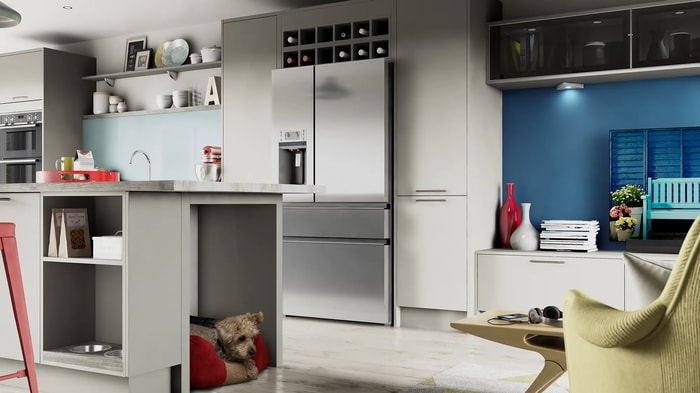Fridge freezer in a Melrose Dove Grey Kitchen