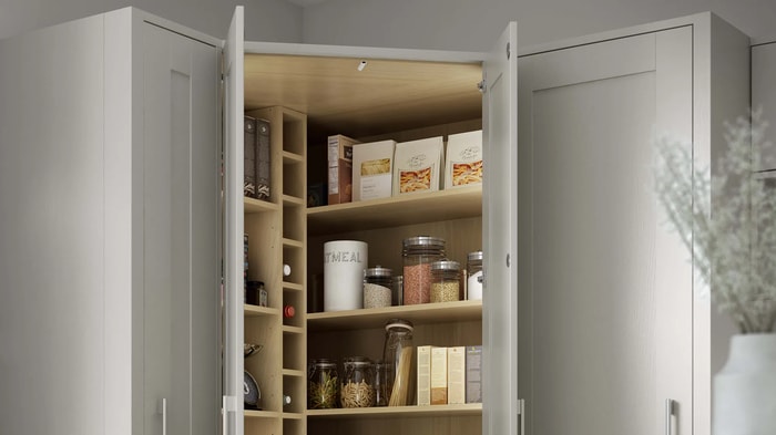Corner larder in a Milton Grey Kitchen