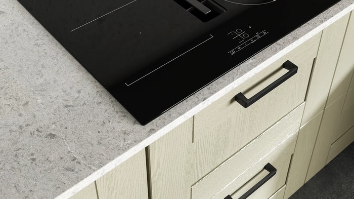 Integrated hob in a Milton Sage Kitchen