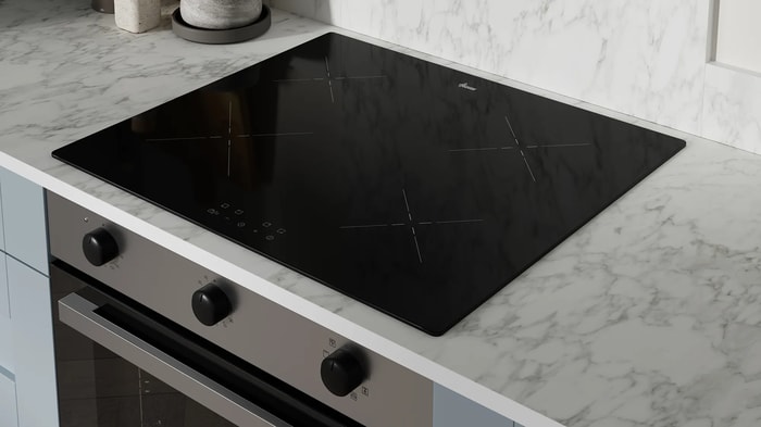 Induction hob in an Ohio Hazy Blue Kitchen