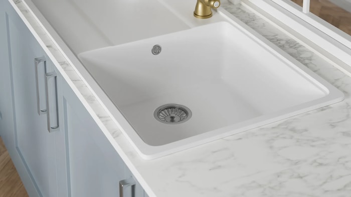 Sink and tap in an Ohio Hazy Blue Kitchen