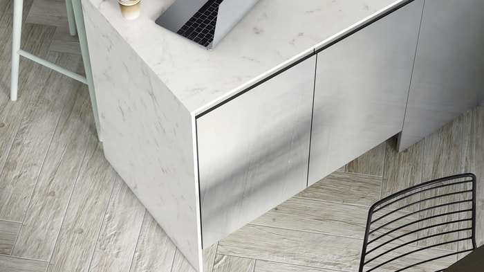 Breakfast bar in a Sofia Pewter Kitchen