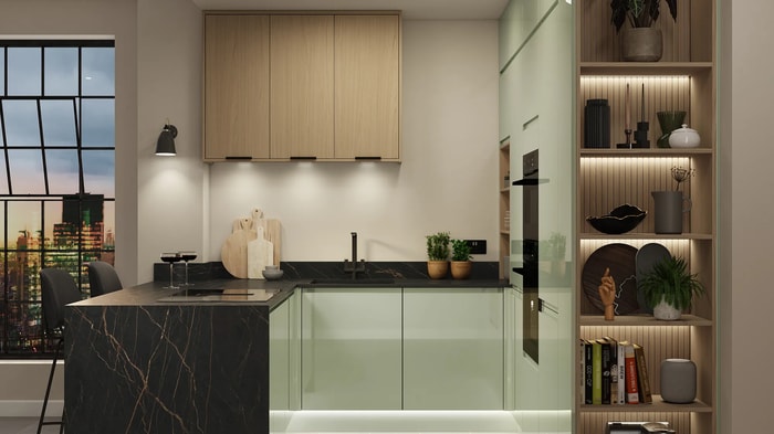 Sofia Reed Green Kitchen