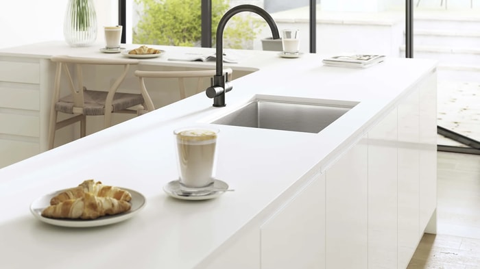 Sink and tap in a Sofia White Kitchen