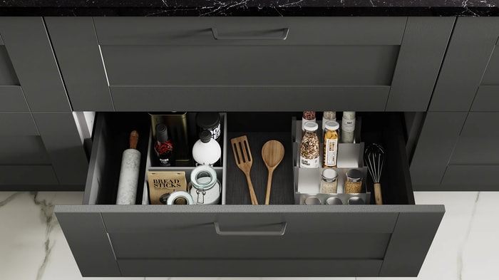 Drawers in a Tiverton Anthracite Kitchen