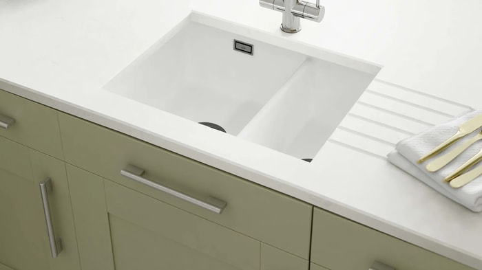 Sink and tap in a Tiverton Sage Kitchen