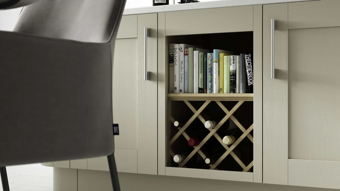 Wine rack in a Tiverton Sage Kitchen